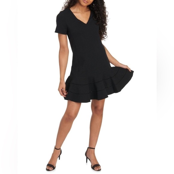 NWT $395 REBECCA TAYLOR  Stretch Texture Little Black Dress Black Size 4 - Picture 11 of 11